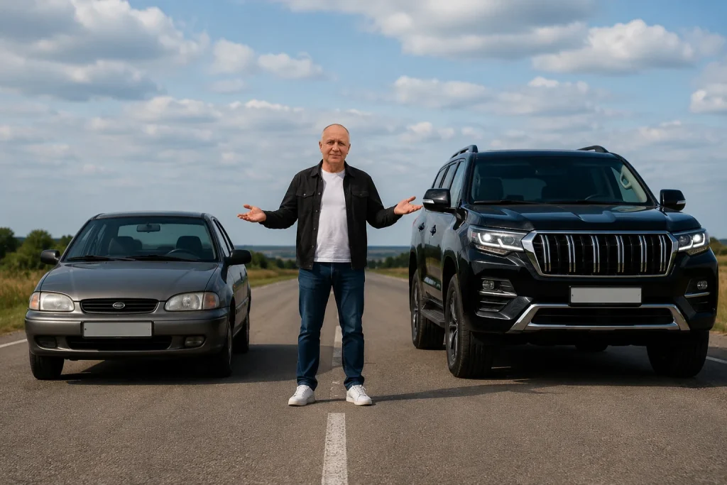 Водій порівнює компактний автомобіль і великий позашляховик під час адаптаційного тренінгу